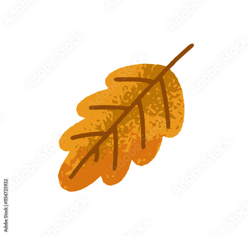 Autumn tree leaf. Forest fall seasonal decoration. Botanical natural floral design element. Autumnal decor, foliage clip art. Colored flat vector illustration isolated on white background