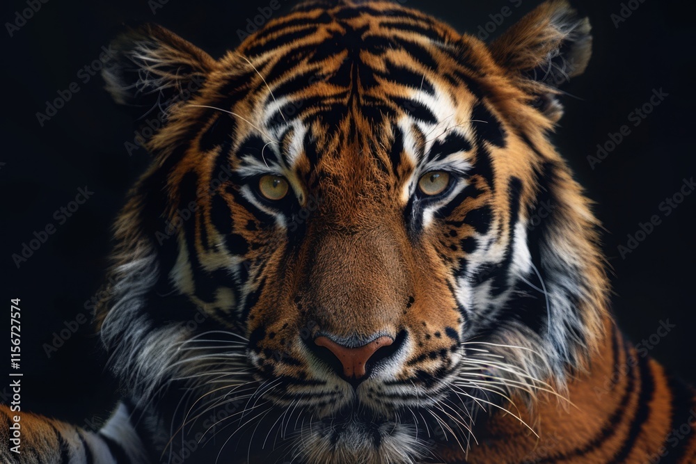 Close Up Portrait of a Tiger with Focused Eyes Close Up Portrait of a Tiger with Focused Eyes