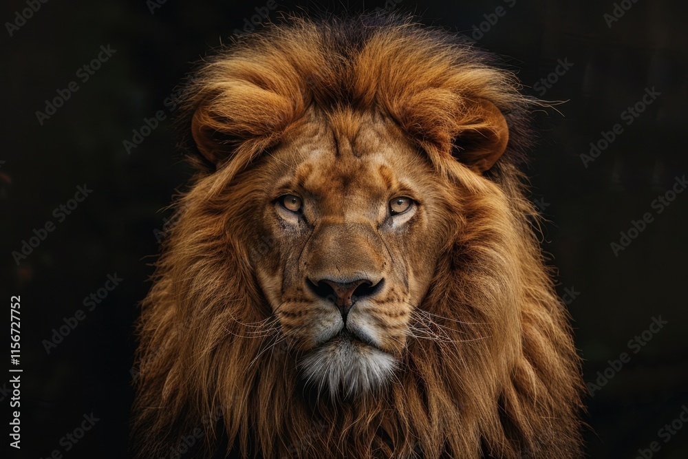 Majestic Lion Portrait Against a Dark Background Majestic Lion Portrait Against a Dark Background