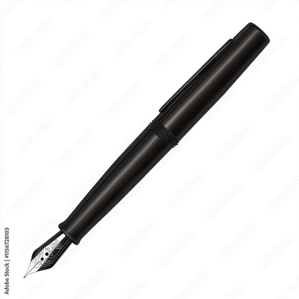 A sleek black fountain pen showcasing elegance and sophistication, perfect for writing enthusiasts. A sleek black fountain pen showcasing elegance and sophistication, perfect for writing enthusiasts.