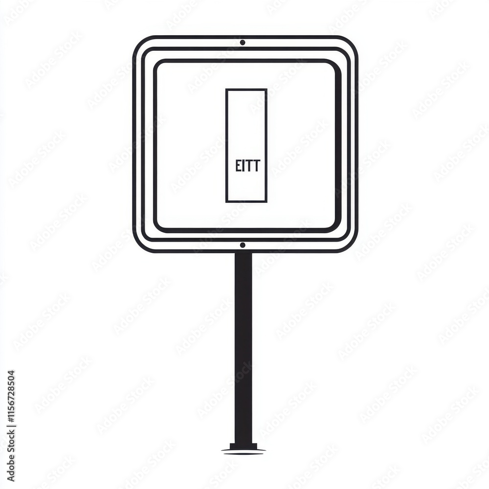 A minimalist black and white traffic sign featuring the text 'EITT'. A minimalist black and white traffic sign featuring the text 'EITT'.