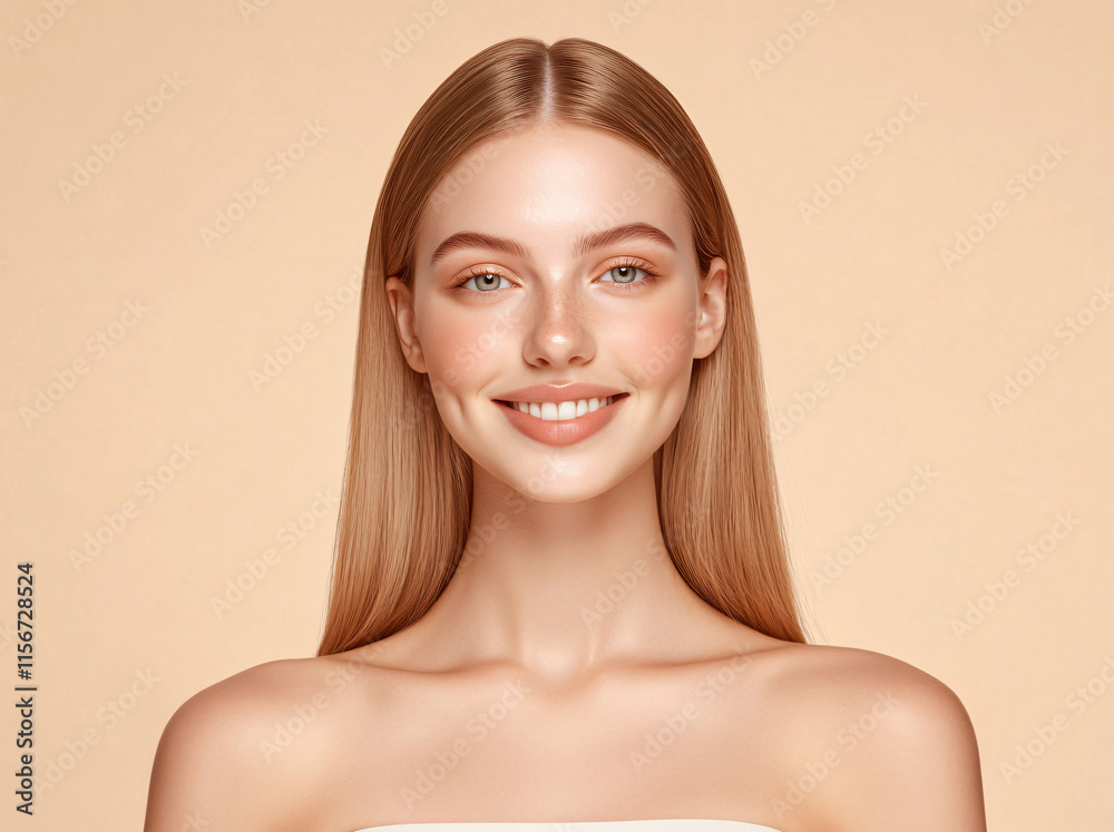 Portraits of beautiful European women with long straight hair Portraits of beautiful European women with long straight hair