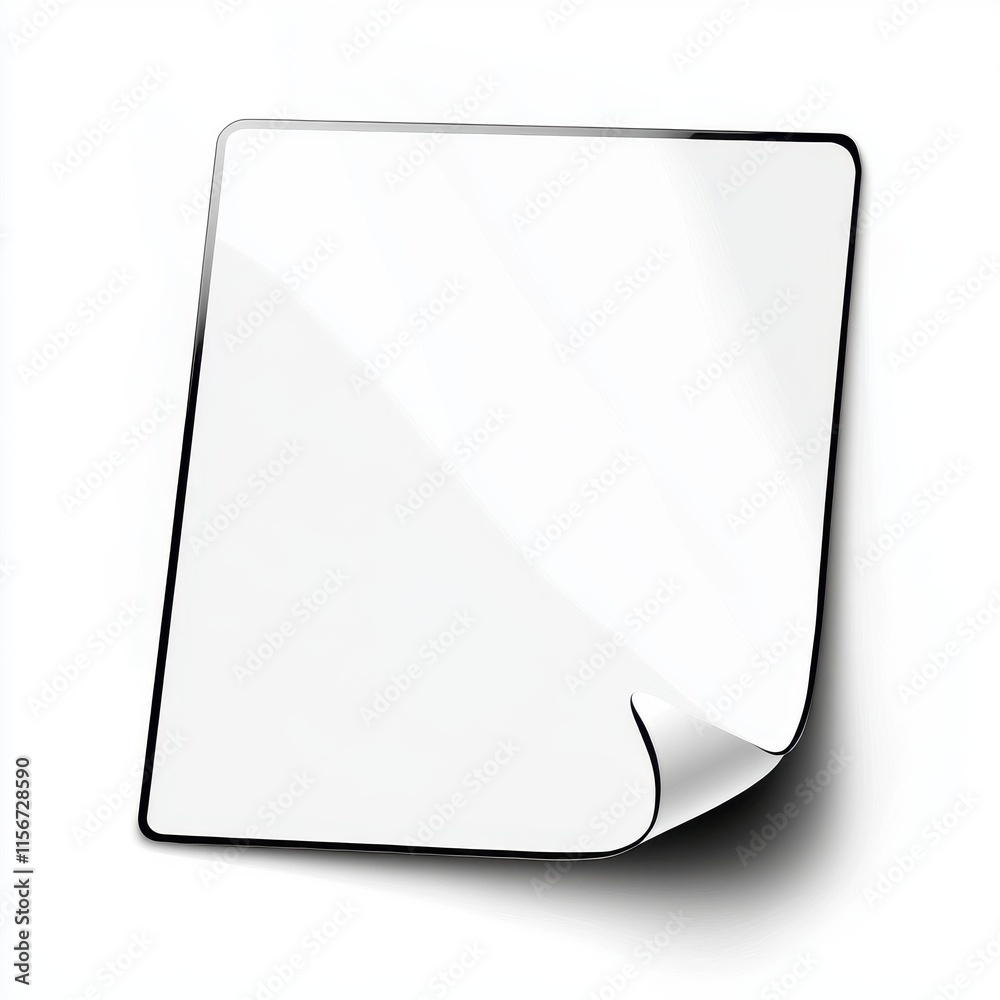 A blank, curled corner sheet with a glossy finish, perfect for notes or reminders. A blank, curled corner sheet with a glossy finish, perfect for notes or reminders.