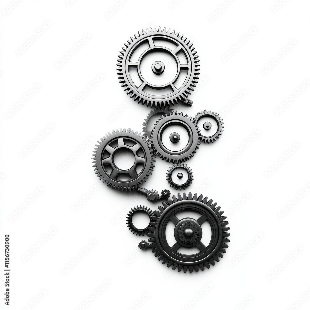 A visually striking arrangement of black gears enhancing a sense of engineering and innovation. A visually striking arrangement of black gears enhancing a sense of engineering and innovation.