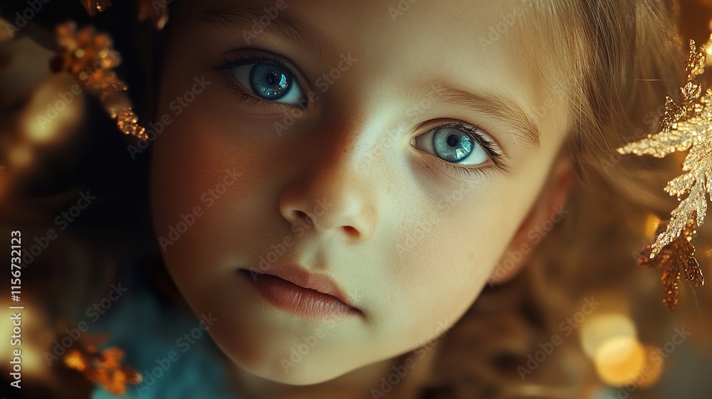 Fototapeta premium Close-up portrait of a child with beautiful blue eyes