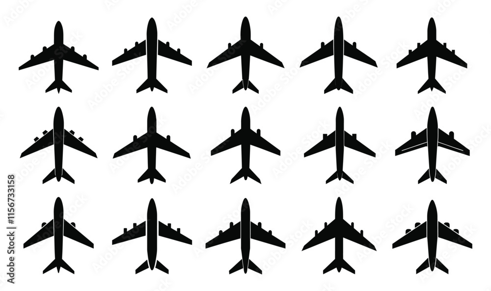 Airplane icon set vector on white background Airplane icon set vector on white background