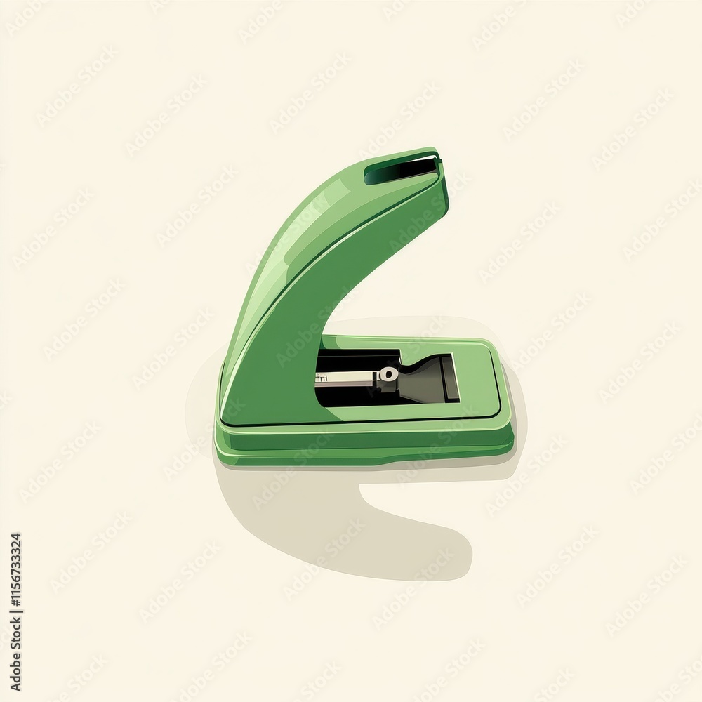 A sleek green stapler resting on a neutral background, showcasing its modern design and functionality. A sleek green stapler resting on a neutral background, showcasing its modern design and functionality.