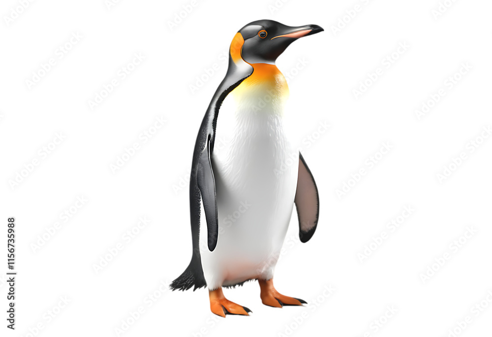 Fototapeta premium Detailed emperor penguin against a transparent background. A full shot of a detailed emperor penguin