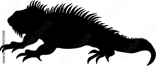 Iguana black silhouette vector logo