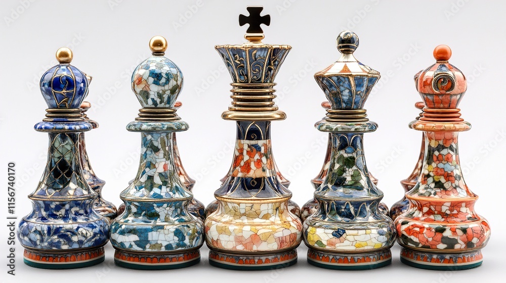 Exquisite Handcrafted Mosaic Chess Set: A Royal Game Exquisite Handcrafted Mosaic Chess Set: A Royal Game