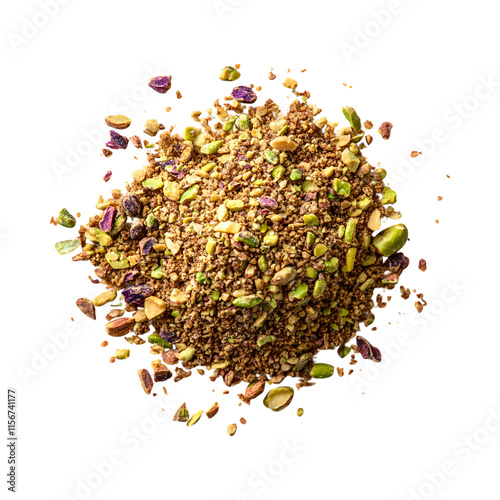 Natural Pistachio Dukkah Spice blend Isolated On Transparent Background 
 photo