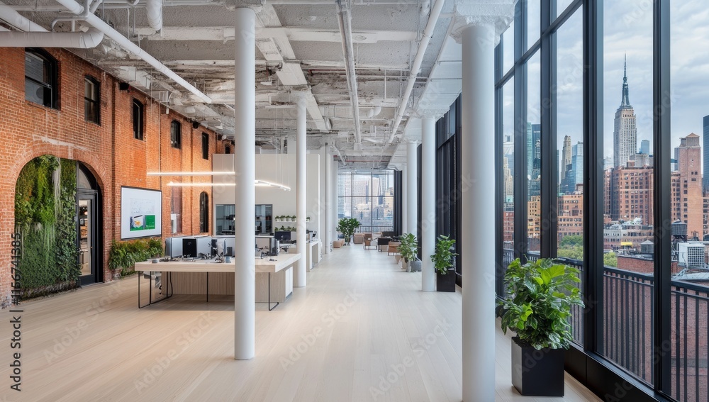 White oak flooring in open office space with natural light White oak flooring in open office space with natural light