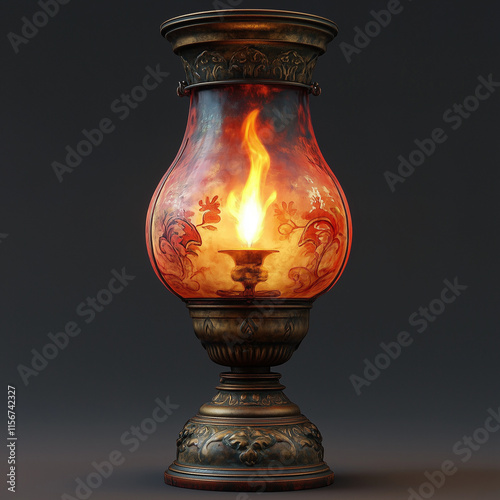 3d Cute Render Antique Lamp Soft Candleligh photo