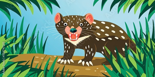 Dynamic Tasmanian Devil Illustration Showcasing Its Energy and Bold Features photo