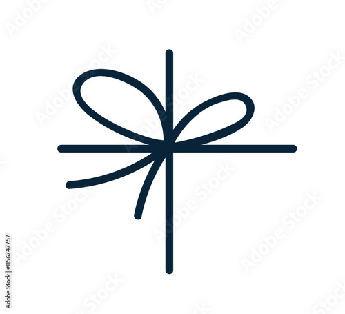 Bow knot from string, cord. Decorative rope tying, design element for gift, p...