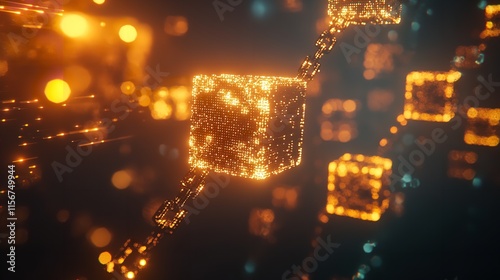 Blockchain Technology Concept on Low Poly or Polygonal Style

 photo