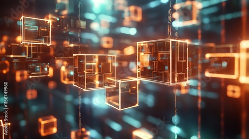 Blockchain Technology Concept on Low Poly or Polygonal Style

 photo