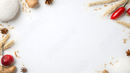 A design material highlighting the concept of food allergies, with a clean white background and distinct elements, symbolizing the impact of food allergies on health and daily life, and raising awaren photo