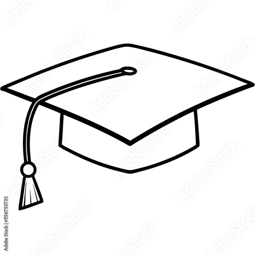 Graduation Cap Line Art Vector Design