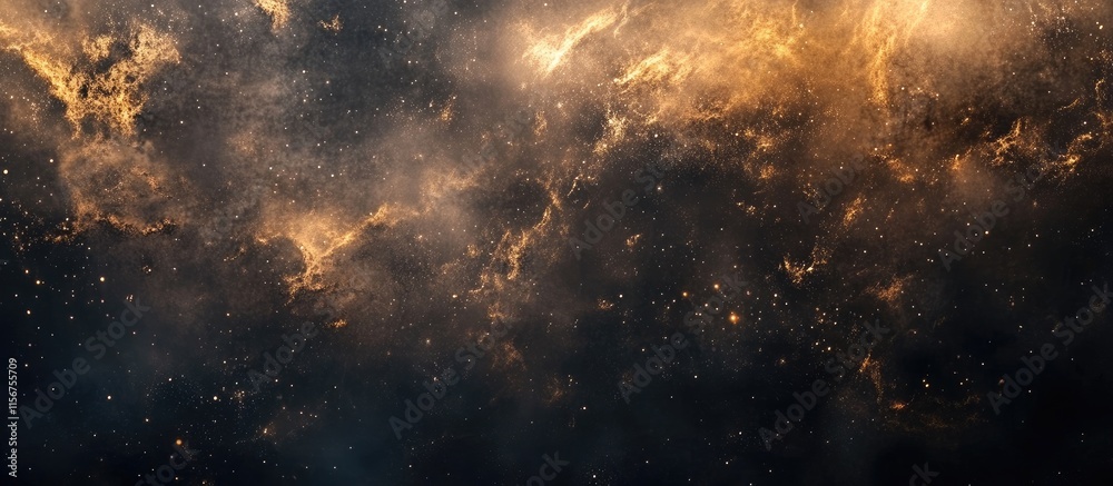 Naklejka premium Abstract Cosmic Background with Dark Tones and Golden Highlights for Text Overlay or Graphic Design Use