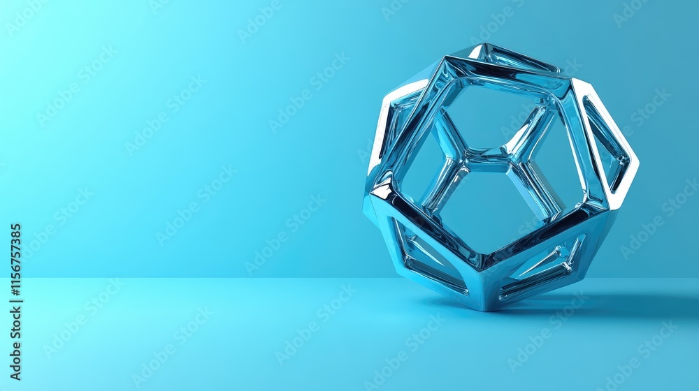 Dihedral symmetry visualization in a decahedron with vibrant blue background and ample space for text placement Dihedral symmetry visualization in a decahedron with vibrant blue background and ample space for text placement