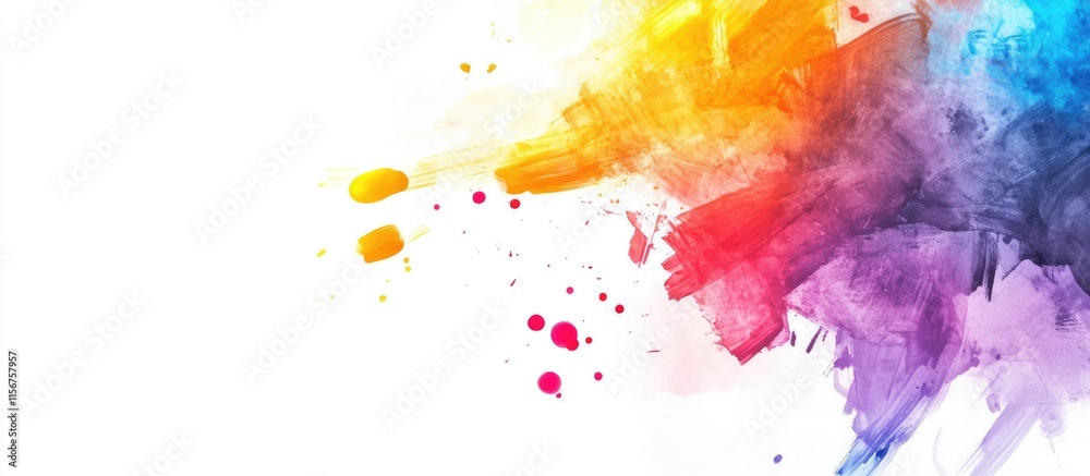 Fototapeta premium Creative Abstract Watercolor Splash with Vibrant Colors and Blank Space for Text on White Background for Artistic Concepts
