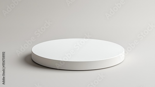 Minimalist White Circular Pedestal on Neutral Background for Product Display or Design Mockup