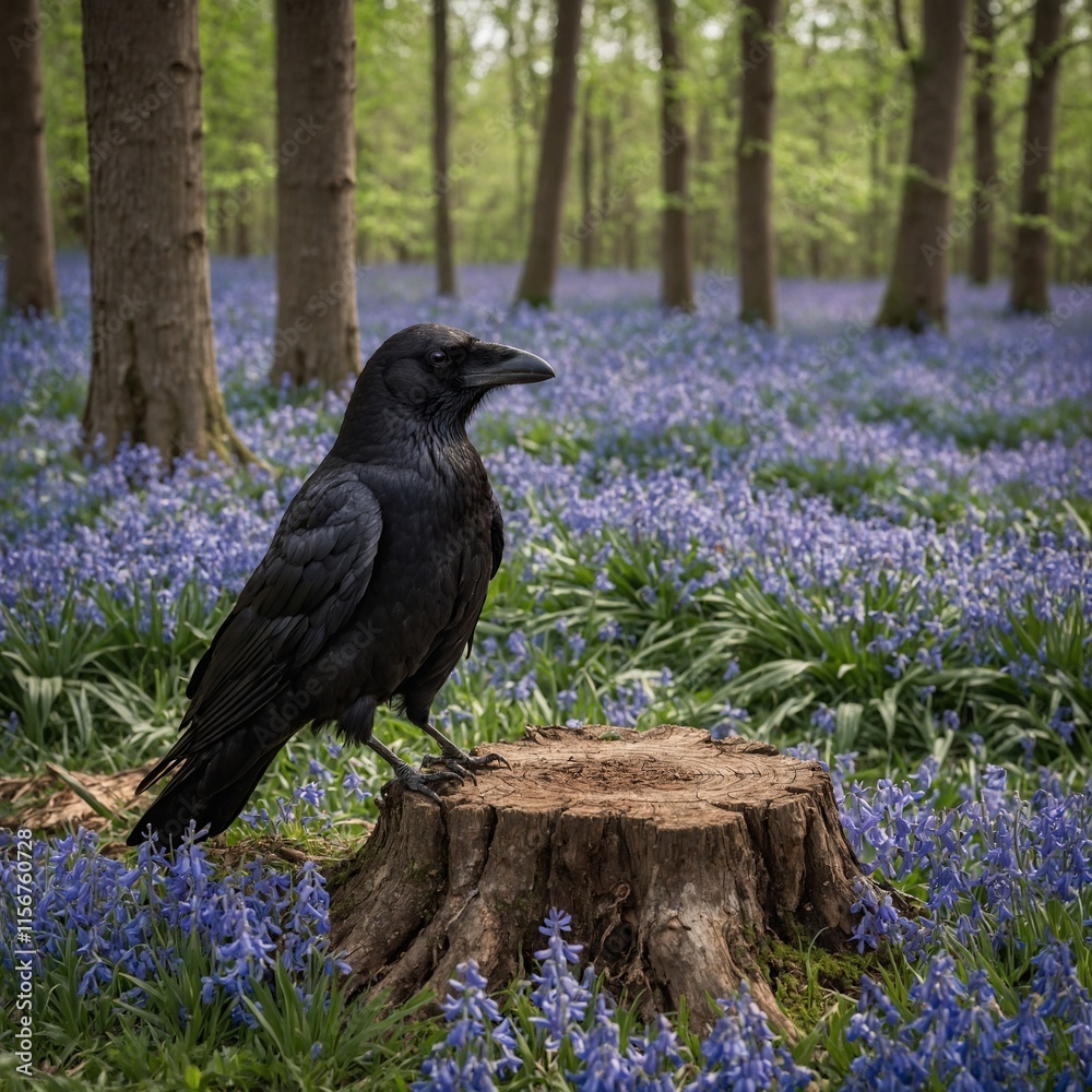 Fototapeta premium The crow is a medium-sized bird belonging to the genus Corvus in the family Corvidae. Known for its intelligence and adaptability, the crow is often seen in urban and rural environments .