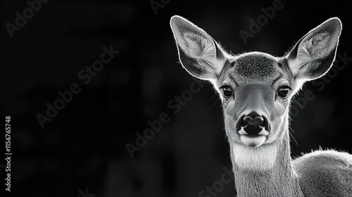 Majestic Fawn: A Black and White Portrait photo