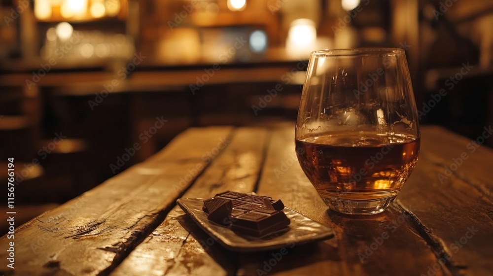 Whiskey and Chocolate Indulgence at a Cozy Bar Whiskey and Chocolate Indulgence at a Cozy Bar
