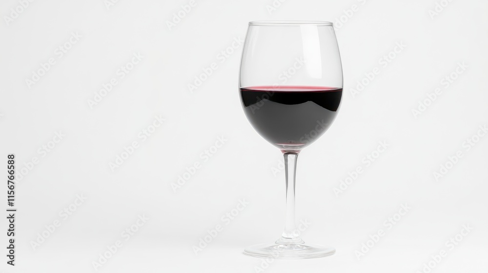 Minimalist Glass of Red Wine on White Background Minimalist Glass of Red Wine on White Background