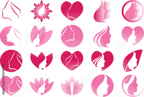 set of pink Beauty logo