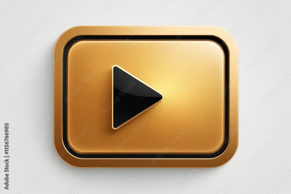 a close up of a golden play button with a black arrow a close up of a golden play button with a black arrow