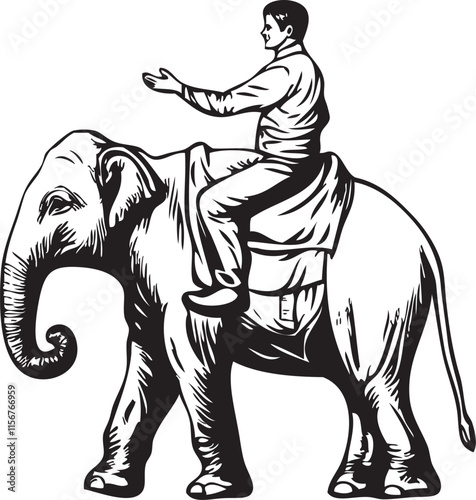 man riding elephant