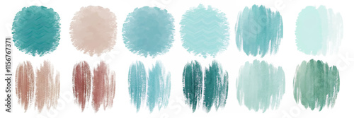 Soft watercolor textures, soothing color palette, abstract brush strokes, artistic background elements, versatile design use.