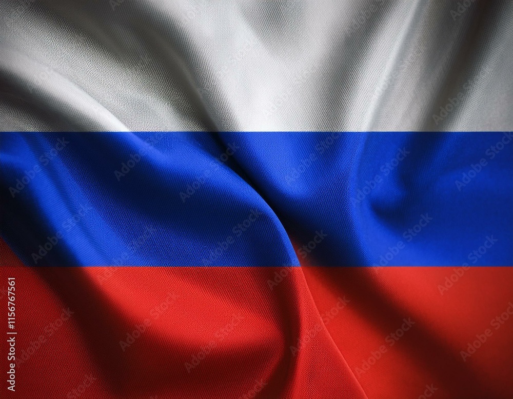 Naklejka premium Russia flag waving on white background with clipping path. Cliping path is easily cutout the flag. Russia national flag for independence day.