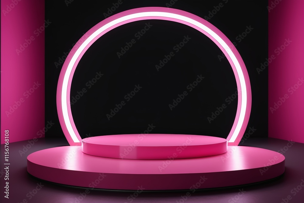 a close up of a pink circular light on a black surface a close up of a pink circular light on a black surface