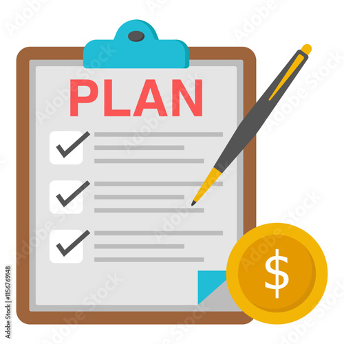 A trendy design icon of business plan