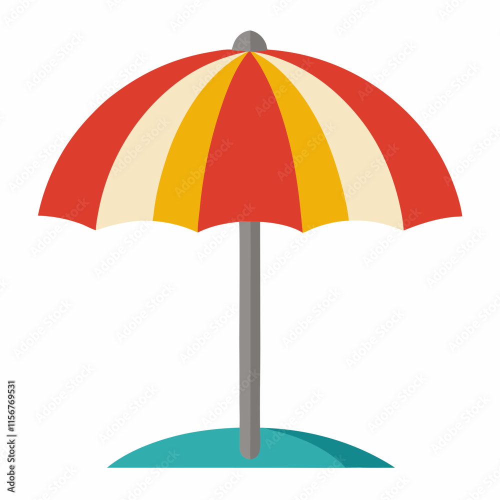 Beach Umbrella Vector Icon on White Background Beach Umbrella Vector Icon on White Background