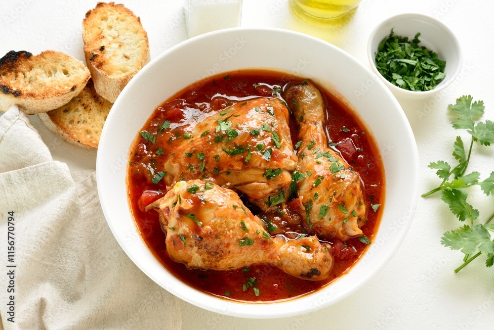 Chicken stew with tomatoes and herbs Chicken stew with tomatoes and herbs