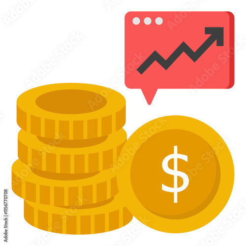 A colored design icon of dollar coins