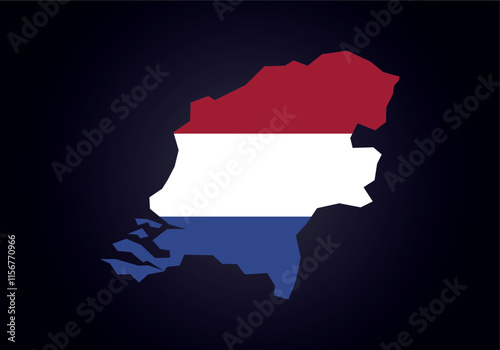 Netherlands flag and map vector.