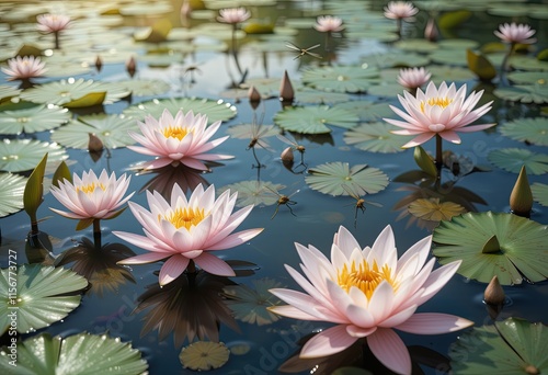 pink water lilies