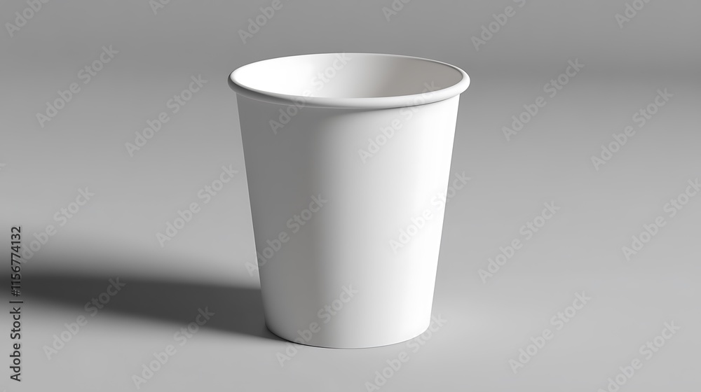 Clean White Paper Cup Mockup: Crisp 3D Render on Neutral Background. AI Generated Clean White Paper Cup Mockup: Crisp 3D Render on Neutral Background. AI Generated