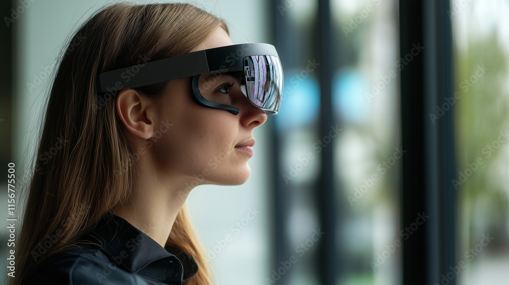 Female IT Specialist Analyzing Code and Data Exploring Cybersecurity and Artificial Intelligence with Augmented Reality Female IT Specialist Analyzing Code and Data Exploring Cybersecurity and Artificial Intelligence with Augmented Reality