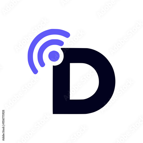 letter D with signal communication logo vector illustration template design