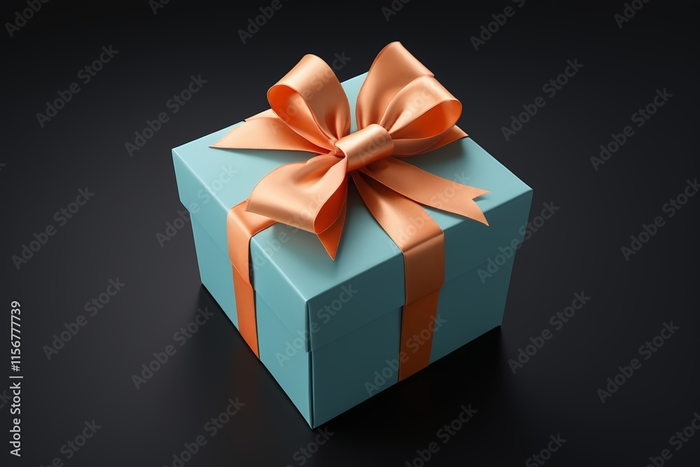 Obraz premium there is a blue box with a orange ribbon and a bow