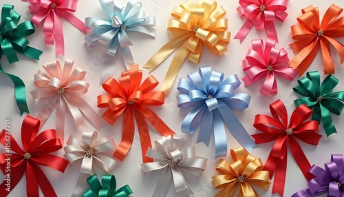 Collection of Colorful Satin Ribbon Bows photo