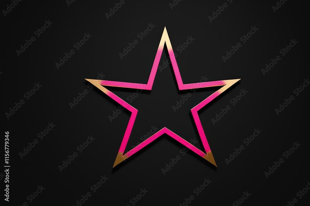Obraz premium a close up of a star on a black background with a pink border