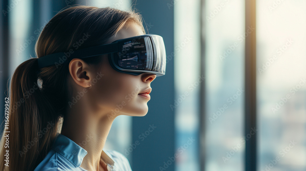 Female IT Specialist Analyzing Code and Data Exploring Cybersecurity and Artificial Intelligence with Augmented Reality Female IT Specialist Analyzing Code and Data Exploring Cybersecurity and Artificial Intelligence with Augmented Reality